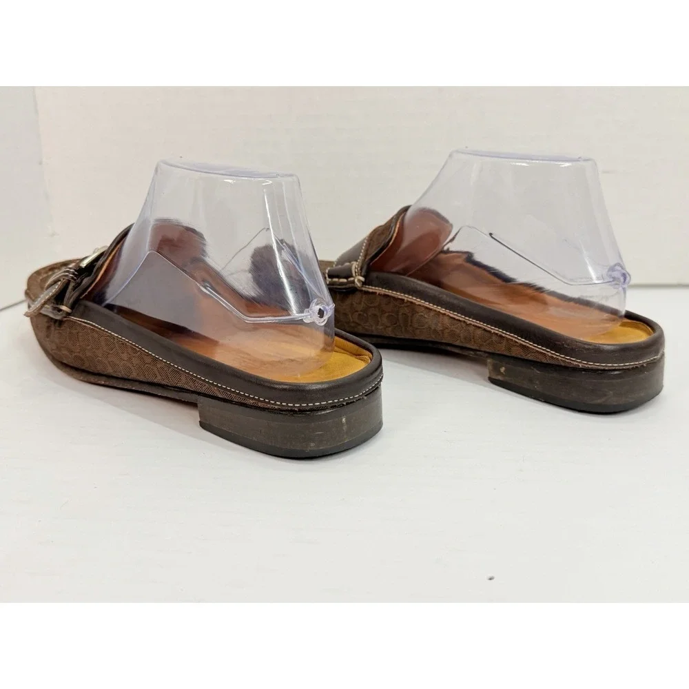 Coach Erika P328 Signature Canvas Mule Loafers Brown Women's 7.5B‎ Italy